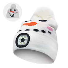 Load image into Gallery viewer, Rechargeable LED Christmas Hat for Kids Warm Outdoor Winter Hat with Detachable Cartoon Luminescent Design Children's gifts