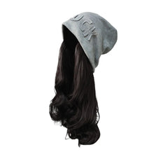 Load image into Gallery viewer, Autumn Winter Beanie Hat with Attached Shoulder Long Wavy Curly Hair Wig for Women Warm Knitted Hat with Fashionable Wig