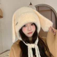 Load image into Gallery viewer, Winter Warm Ear Protector Hat Windproof Cold-proof Rabbit Ear Pullover Cap Thicken Fluffy Big Ears Knitted Cap Ourdoor
