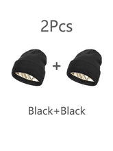 Load image into Gallery viewer, 2Pcs Unisex Satin Lined Beanies Hat for Women&Men Winter 2Layer Ear Protect Warm Hiking Cycling Ski Cap Slouchy Cuffed Balaclava