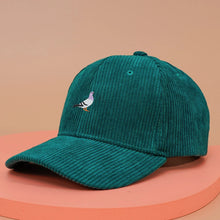Load image into Gallery viewer, Corduroy baseball cap for men and women in autumn and winter, warm and embroidered pigeon pattern for daily leisure gatherings
