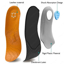 Load image into Gallery viewer, Insole Leather Orthopedic Orthotic Arch Support Instep Flat Foot Pad PU Latex Antibacterial Active Carbon Foot Care Unisex shoe pads