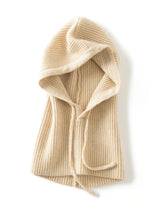 Load image into Gallery viewer, Wool Cashmere Knitted Hood Hat Scarf Elegant Hats Beanies Women Men Winter Neck Warm Balaclava Headgear Caps Unisex 4 New Colors