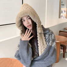 Load image into Gallery viewer, Fashion Winter Hat Scarf Adjustable Windproof One-piece Hat Breathable Fleece Lined Cross Neck Warm Hat Winter