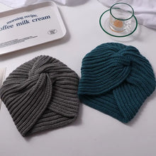 Load image into Gallery viewer, Fashion Accessories Twist Knitted Turban Hat Cross Wrap Head Warm Wool Turban Cap Bonnet Design Women's Headwear Girls