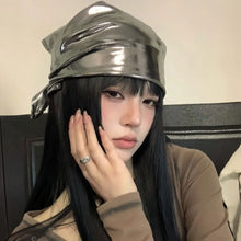 Load image into Gallery viewer, Retro Y2K Headscarf Hat PU Leather Bling Bling Square Scarf Punk Style Hip-hop Kerchief Hair Accessories