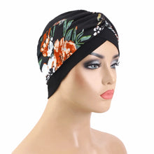 Load image into Gallery viewer, Twist Knot Floral Print Turban Headband Cross Cotton Stretch Muslim Women Hijab Elastic Hair Accessories Chemo Cap