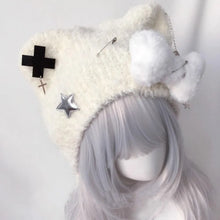 Load image into Gallery viewer, Niche Korean Style Short Knitted Hat Bear Crossbones Star Pattern Star Original Cap Subculture Bear Hat Men Women