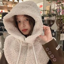 Load image into Gallery viewer, Windproof Winter Balaclava Hats Thicken Warm Artificial Lamb Artificial Cashmere Hooded Caps Drawstring Thicken Winter Caps