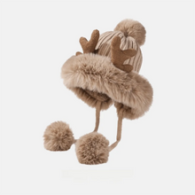 Load image into Gallery viewer, Winter Warm Hat Cute Lacing Bear Ears Hat Ear Protection Velvet Rabbit Ear Woolen Bucket Hat Women
