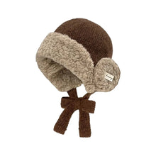 Load image into Gallery viewer, Cute Warm Thick Women Knitted Hat Coldproof with Ties Ear Protection Cap Thickened Windproof Beanies Hat Winter Outdoor