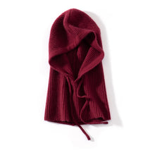 Load image into Gallery viewer, Wool Cashmere Knitted Hood Hat Scarf Elegant Hats Beanies Women Men Winter Neck Warm Balaclava Headgear Caps Unisex 4 New Colors