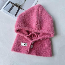 Load image into Gallery viewer, Solid Color Women Balaclava Hat and Scarf Integrated Plush Knitted Pullover Hat Winter Warmer Knitted Beanies Cold Weather