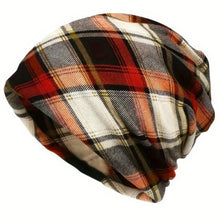 Load image into Gallery viewer, Contrasting Colors Pullover Hat Multifunctional Plaid Print Turban Hats Scarf Pullover Hat Casual Hedging Cap Autumn and Winter