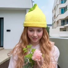 Load image into Gallery viewer, Playful Warm Knitted Fruit Hat Soft Handmade Pineapple Beanie Stretchy Brimless Strawberry Pullover Cap Winter Head Accessory