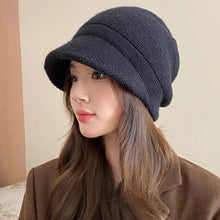 Load image into Gallery viewer, Solid Color Knitted Earflap Hat Yarn Material Warm Design Pullover Hat Minimalist Big Head Circumference Hat For Women Girls