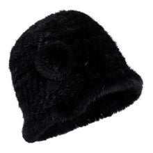 Load image into Gallery viewer, Women's Winter Gneuine Mink Fur Textile Knitted Bucket Hat Real Fur Fluffy Fishman Cap Cold Weather Warm Hats For Lady Luxury