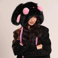 Load image into Gallery viewer, Fashion Winter Balaclava Hat Windproof Thickened Ear Protection Hat Blush Rabbit Ear Keep Warm Fluffy Pullover Hat Outdoor