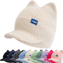 Load image into Gallery viewer, Women's Winter Hat Fashion Faux Fur Knitted Hat Soft Cat Ear Beanie Hats Female Streetwear Cap