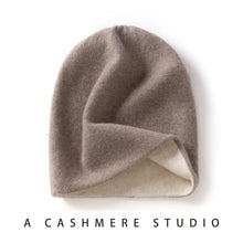 Load image into Gallery viewer, Pure Cashmere Hat for Men and Women Winter Double Layer Thicken Knitted Skullies Beanies Caps Female Outdoor Hats