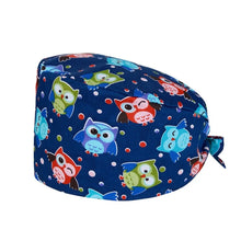 Load image into Gallery viewer, Unisex Cartoon Printing Scrub Cap Adjustable Buckle Print Design Nursing Cap Pure Breathable Soft Lab Scrub Hat Operating Room
