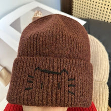 Load image into Gallery viewer, Cartoon Coldproof Kitten Embroidered Pullover Knitted Hat Warm Cat Crochet Cap Thick Pullover Cap Outdoor Sports