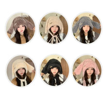 Load image into Gallery viewer, Winter Warm Ear Protector Hat Windproof Cold-proof Rabbit Ear Pullover Cap Thicken Fluffy Big Ears Knitted Cap Ourdoor