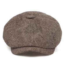 Load image into Gallery viewer, Men Women Wool Newsboy Caps Herringbone Flat Caps Coffee British Gatsby Caps Autumn Winter Warm Woolen Hats Gorras