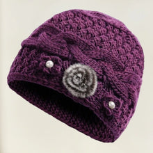 Load image into Gallery viewer, Fashion Knitted Warm Hat Thickned Windproof Beanies Hats Cold Proof Floral Embroidery Pullover Hat Winter