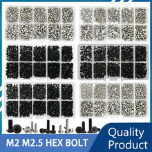 Load image into Gallery viewer, 500Pcs M2 M2.5 Small Screw Bolt Kit 4mm 5mm 6mm 8mm 10mm Electrical Screws Hex Hexagon Socket Cap Laptop PCB Allen Bolts Set