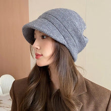 Load image into Gallery viewer, Solid Color Knitted Earflap Hat Yarn Material Warm Design Pullover Hat Minimalist Big Head Circumference Hat For Women Girls