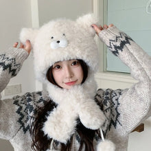 Load image into Gallery viewer, One Piece Ear Protection Hat Knitted Thickened Warm Cat Ears Hat Windproof Cartoon Cycling Balaclava Winter Season