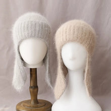 Load image into Gallery viewer, Cozy Rabbit Fur Fur Ear Flap Cap Soft Windproof Angora Knitted Hat Warm Skullies Beanies Winter Season