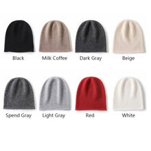 Load image into Gallery viewer, Casual Cashmere Cashmere Knitted Hat Rolled Edge Unisex Winter Warm Cap Solid Color Ear Protection Cap