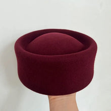 Load image into Gallery viewer, Retro Flight Attendant Ball Hat Women's 100% Wool Felt Beret Party Charming Hat Wedding Cocktail Party Medicine Box Hat