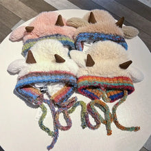 Load image into Gallery viewer, Cute Thick Plush Knitted Hat Girls Winter Warm Ear Protection Beanies Hat Women Comfortable Horn Pullover Hats