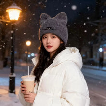 Load image into Gallery viewer, Personality Soft Knitted Cat Ear Beanies Thicken Cute Design Knitted Hat Windproof Warm Thermal Cap Winter Season