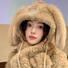 Load image into Gallery viewer, Thickened Hat Scarf Gloves Set Cute Rabbit Ear Winter Warm Ear Protection Cap Fleece-lined and Thickened Women Beanies Cap