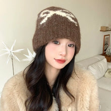 Load image into Gallery viewer, Fashion Keep Warm Bow Knitted Hat Windproof Cold Proof Ear Protection Cap Thickened Pullover Hat Autumn Winter