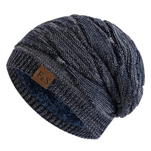 Load image into Gallery viewer, Unisex Slouchy Winter Hats Warm Fleece Lined Beanie Cap Men Women Casual FS Label Decor Winter Mixed Color Knitted Hats