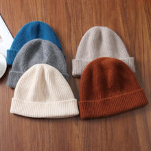 Load image into Gallery viewer, 100%Merino Wool Beanies For Women&Men Winter Warm Soft Solid Knitted Thick Skullies Cap Flipped Heap Pullover Cap Ski Bonnet