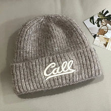 Load image into Gallery viewer, Warm Knitted Hat Letter Embroidered Solid Color Woolen Hats Large Head Circumference Double Folded Edges Knit Hats Autumn Winter