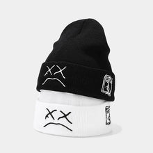 Load image into Gallery viewer, New autumn and winter knitted hats for men and women, crying face embroidered woolen hats, outdoor youth warm pullover cold hats