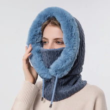 Load image into Gallery viewer, Winter Hat For Women Hooded Face Mask Fluff Keep Warm Thicken Style Neck Scarf Hooded Cap Beanie Knitted Cashmere Neck Warmer