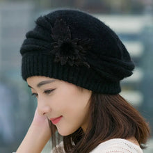 Load image into Gallery viewer, Keep Warm Knitted Wool Winter Flower Hat Warm Soft Mom Hat Pure Color Female Berets Autumn Winter