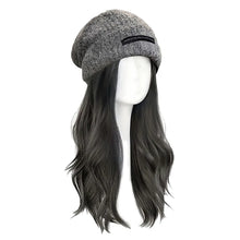 Load image into Gallery viewer, Fashion Long Wavy Hair Beanie Hat with Wig Attached Wig Casual Wig Knitted Cap Warm Hair Wig Winter Hats Women