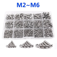 Load image into Gallery viewer, 120-434Pcs 304 Stainless Steel Hex Button Socket Head Cap Screw Hexagon Thread Machine Metric Nut Bolt Assortment Kit Set M2~M6
