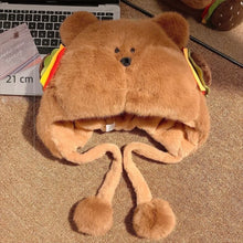 Load image into Gallery viewer, Thickened Warm Winter Hat Woolen Velvet Bear Ear Cap Hamburger Ear Protection Beanies Hat Women
