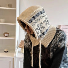 Load image into Gallery viewer, Fashion Snowflakes Winter Balaclava Hats Ear Protection Windproof Neck Collar Beanies Cap Thick Warm One-Piece Drawstring Hat