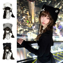 Load image into Gallery viewer, Cute Cartoon Cat Ear Knitted Hat Windproof Keep Warm Pullover Hats Ear Protection Thickened Winter Hat Autumn Winter
